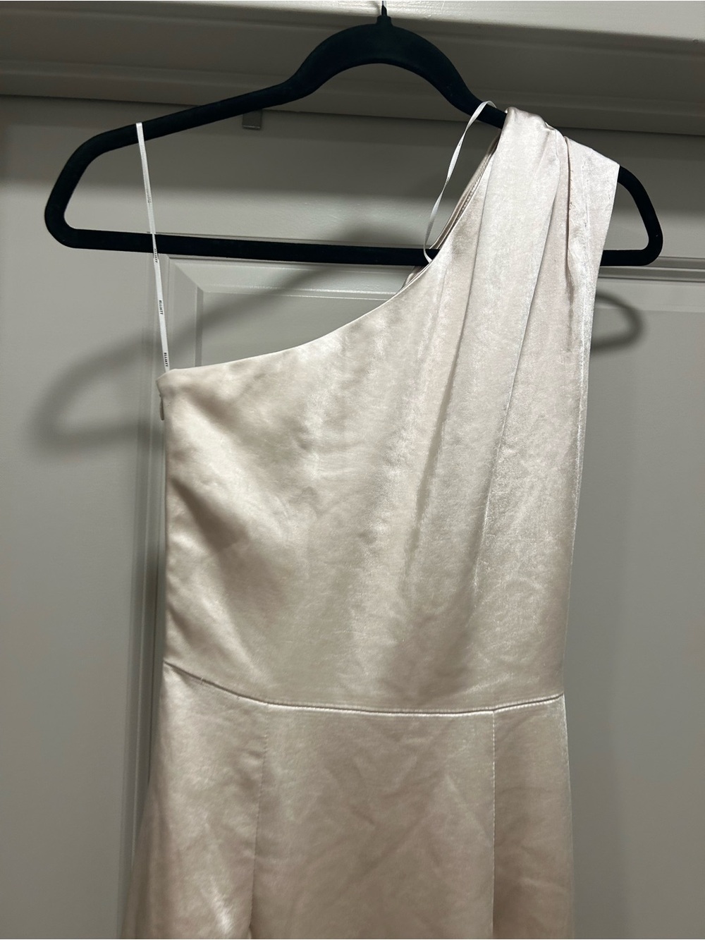 Elliatt Cassini One-Shoulder Satin Dress in Pearl/Light Tan - Picture 7 of 7